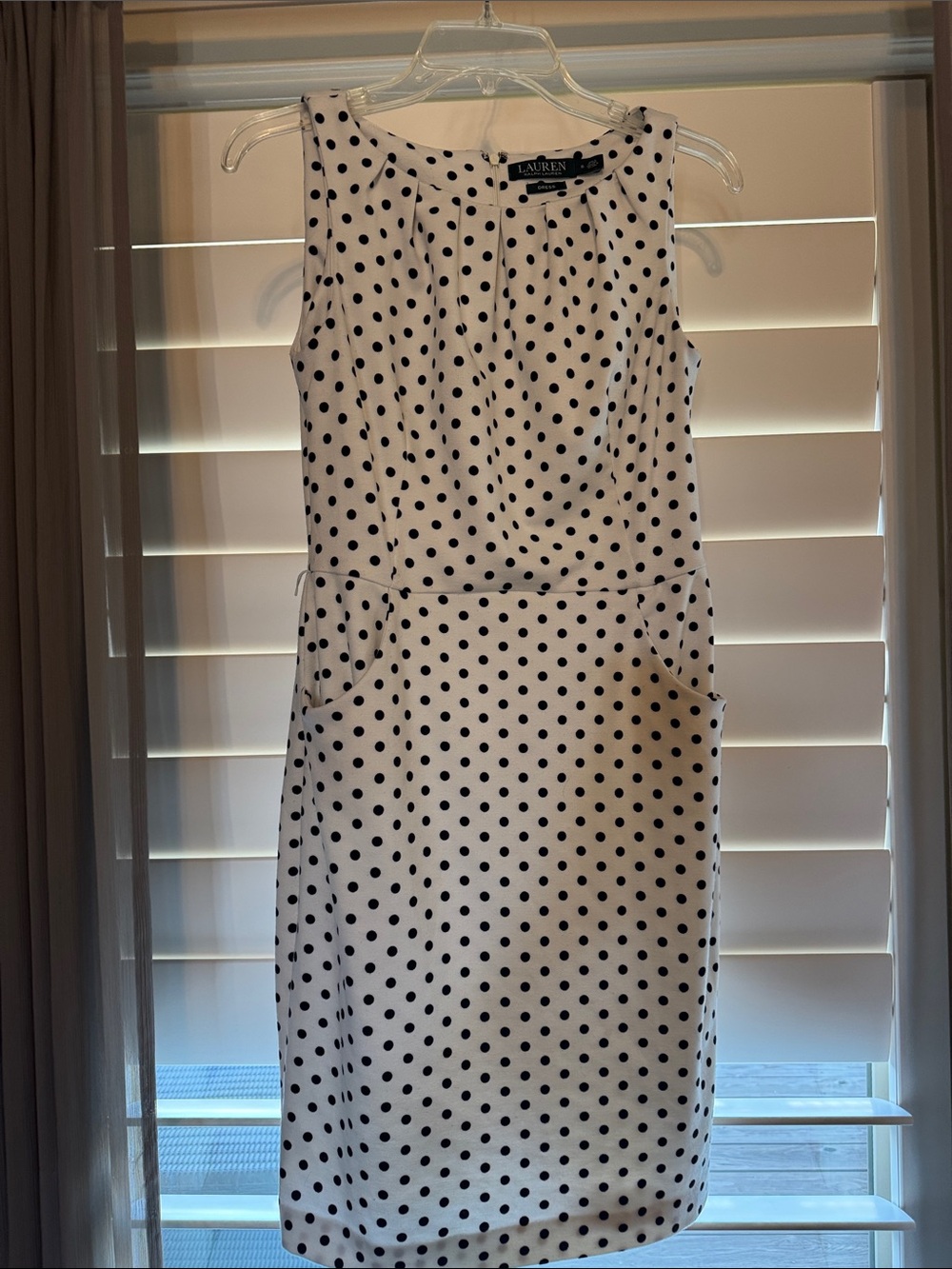 Lauren Ralph Lauren White Polka Dot Midi Sheath Dress